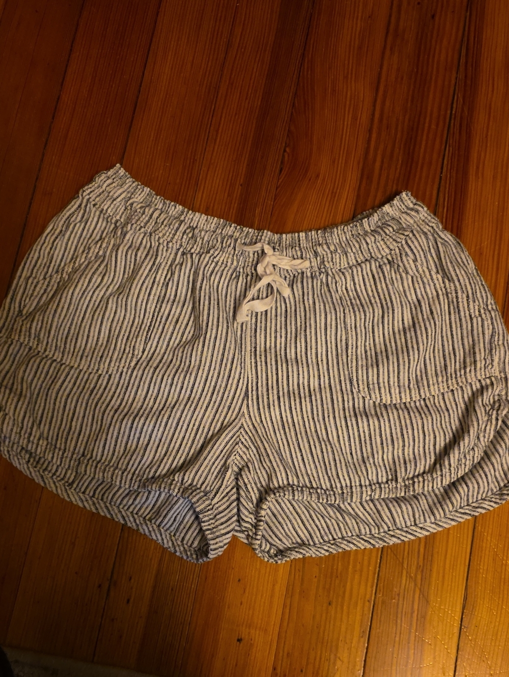 Maurices Black and White Striped Linen Blend Shorts
